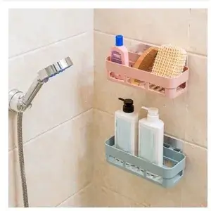Plastic Storage Rack Self Adhesive Wall Storage Toilet Organizer