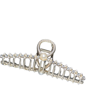 Large 12 CM Hair Clip Silver Metal Pearl Wave Hair Catch Women Accessories