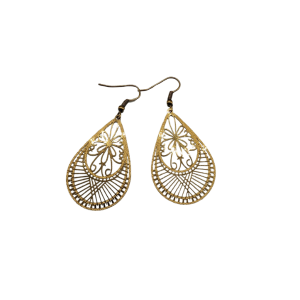 Gold Teardrop Earrings, Gold Earrings, Large Boho Earrings, Hoop Earrings, Filigree Earrings Drop