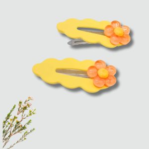 Orange Flower Cloudy Hair Pin