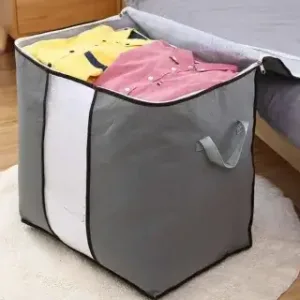 Portable Storage Bamboo Bag for Clothes Blanket Quilt and Closet Sweater Organizer