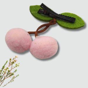 Trendy Cherry Hair Clips In Baby-Pink Color