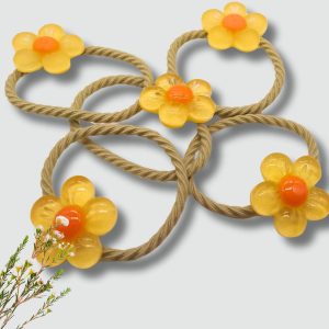 5PCS/Set Orange Flower Elastic Hair Bands