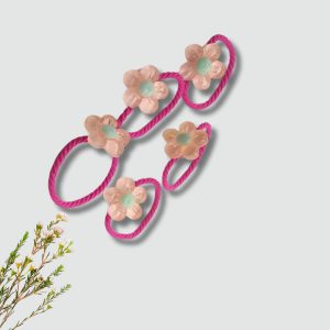 5PCS/Set Pink Flower Elastic Hair Bands