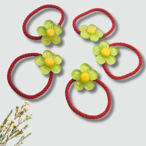 5PCS/Set Green Flower Elastic Hair Bands