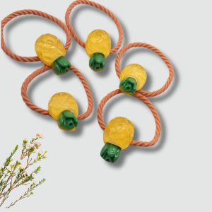 5PCS/Set Yellow PineApple With Brown Elastic Hair Bands