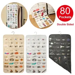 80 Pockets Clear PVC Double-sided Hanging Storage Bag
